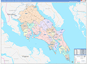 California-Lexington Park Metro Area Wall Map Color Cast Style